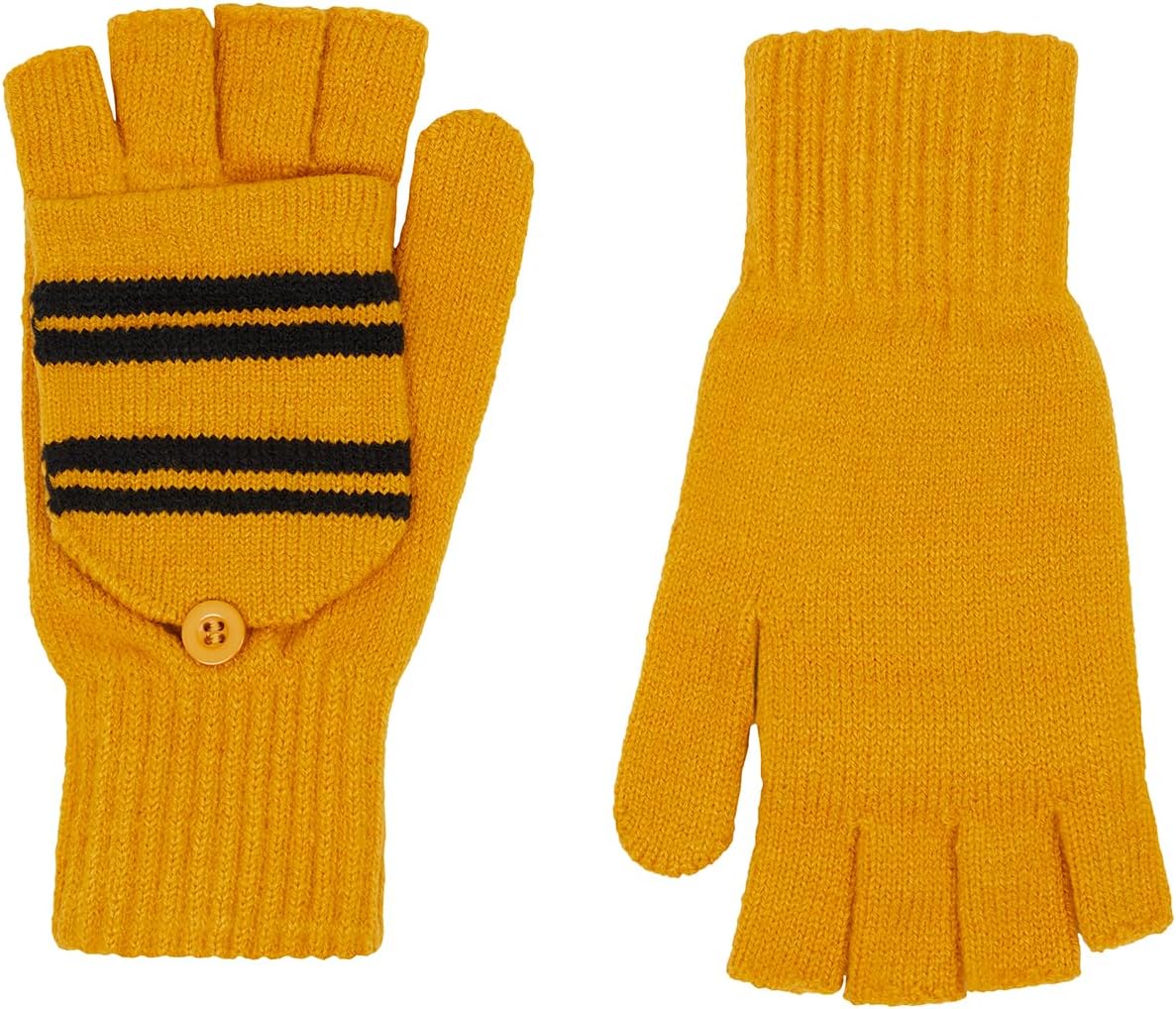 Harry Potter Knitted Fingerless Gloves with Convertible Mitten Cover - House Crest - Warm Winter Accessory