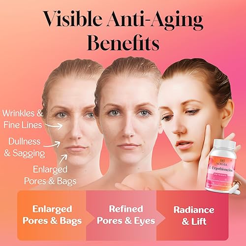 Miniatura 5 de L-ergotioneína con péptidos de colágeno, ácido hialurónico  2 veces antioxidante de glutatión  Suplemento de colágeno 11 en 1 para mujeres  Piel,