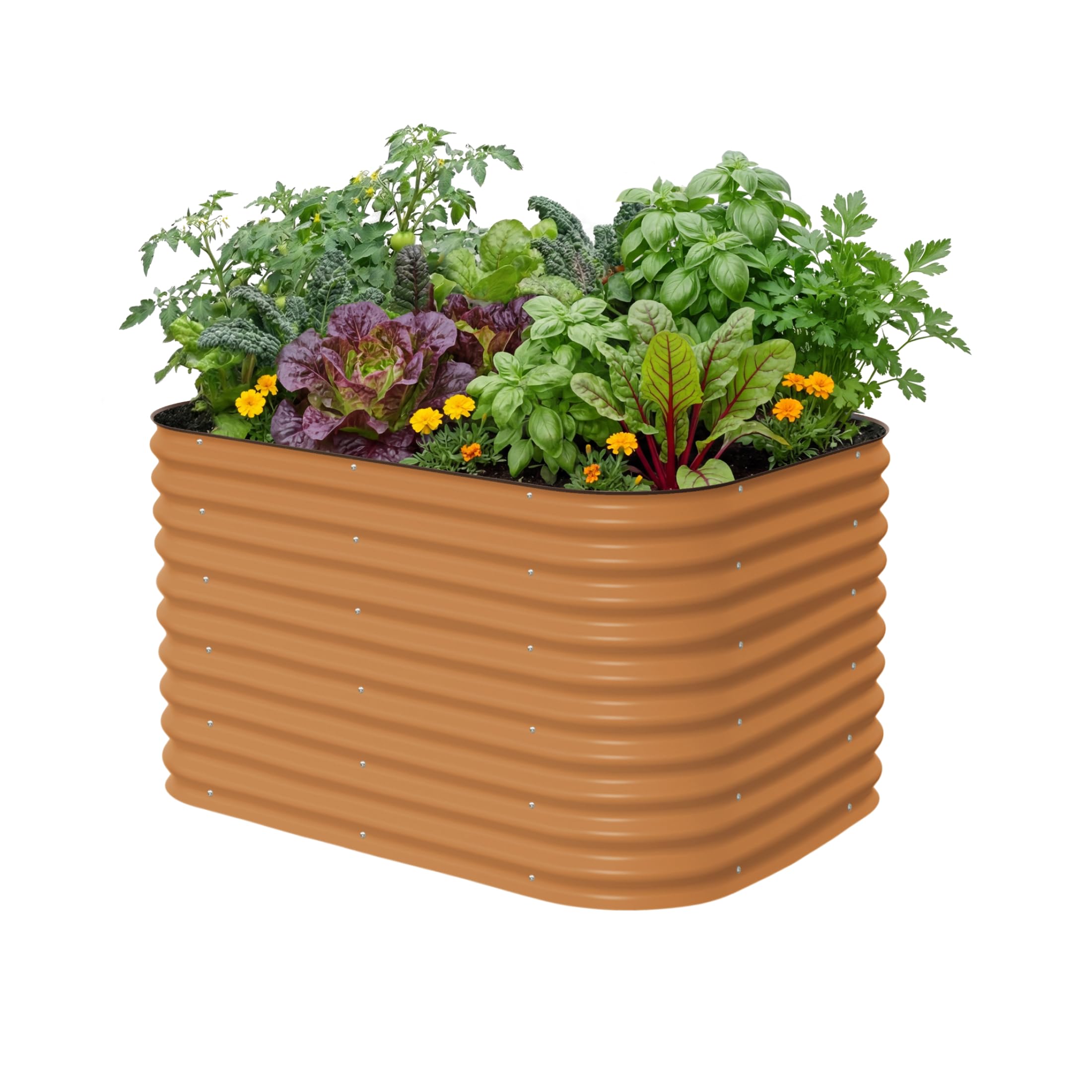 32" Extra Tall Raised Garden Bed Kits, 3.5 x 5 x 2.7ft Raised Planter Box Outdoor, 2 x 6.5 x 2.7ft Deep Root 6 in 1 Modular Metal Raised Beds for Gardening Vegetables Flowers Fruits - Terra Cotta