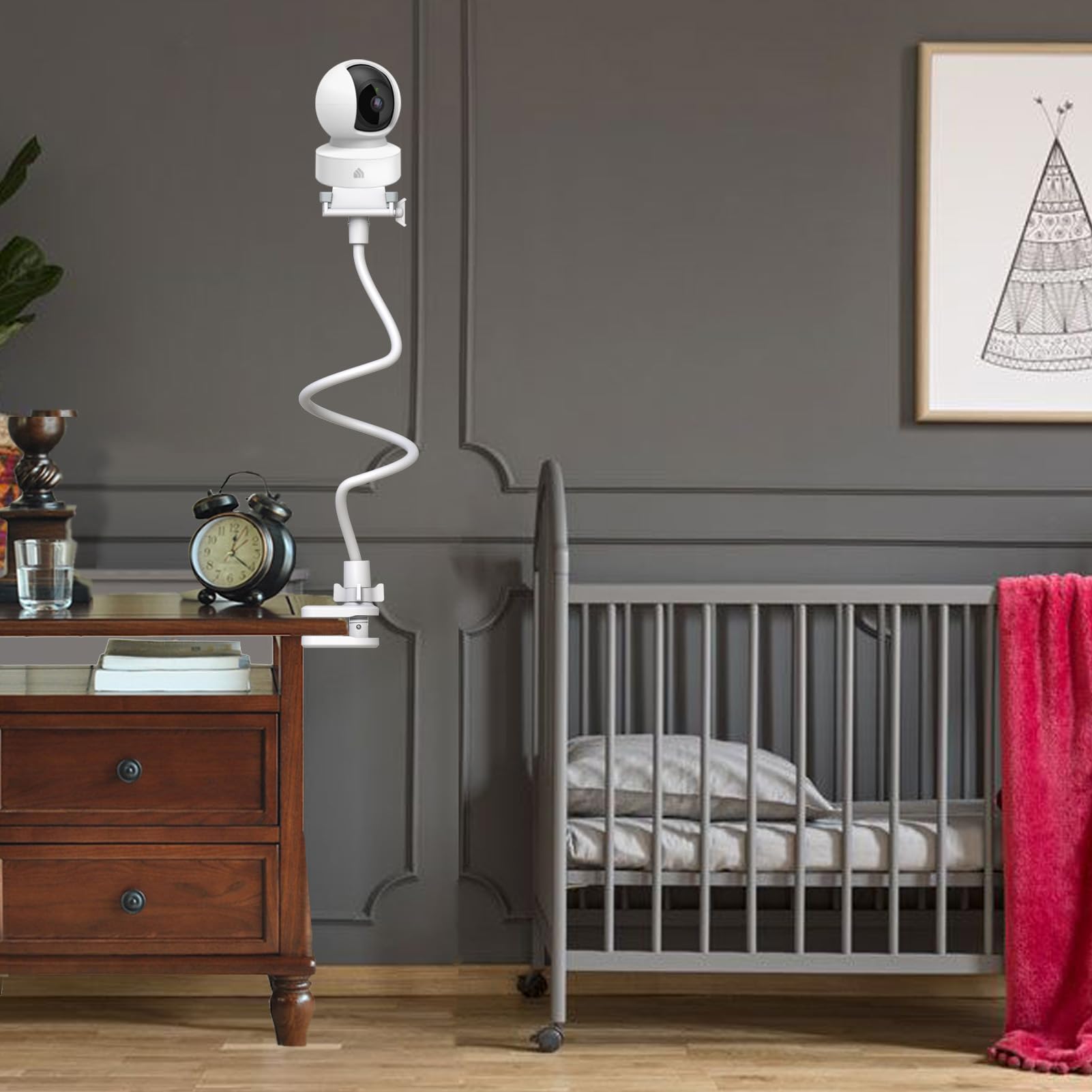 Derebir Baby Monitor Mount Stand Holder Compatible with Kasa TP-Link Tapo C200/C210/TC71/C210P2 /C220/ Kasa EC70/EC71/KC410S/KC110 Cmaera Flexible Clip Clamp Mount Adjustable Baby Monitor Camera Stand - Image 4