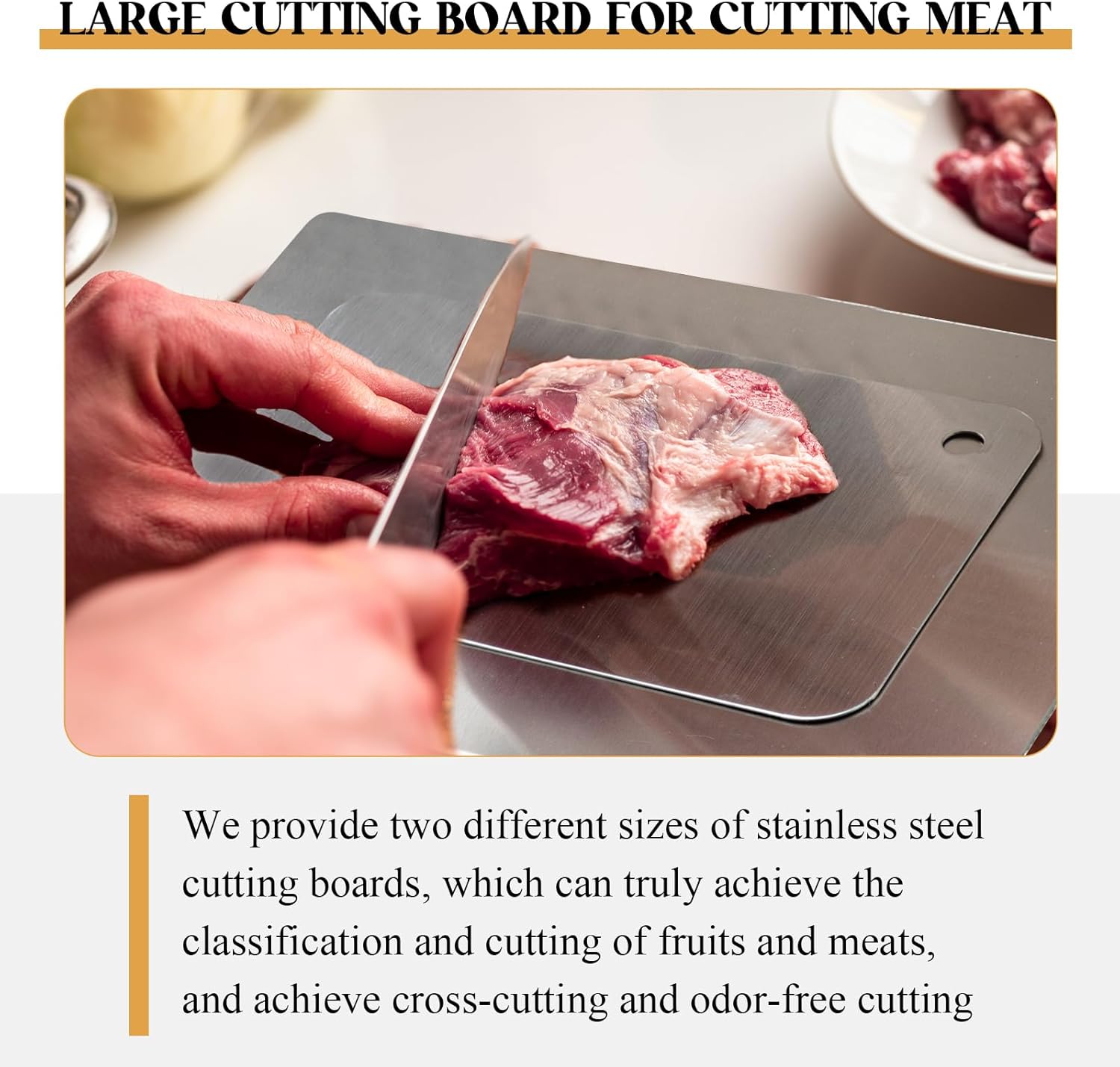 Patelai 6 Pcs Stainless Steel Cutting Board Set Steel Chopping Boards for Kitchen, Double Sided Board with Lip, Rolling Pin and Anti Slip Mesh for Countertop Meat Fruits Vegetables Bread Noodle Pizza