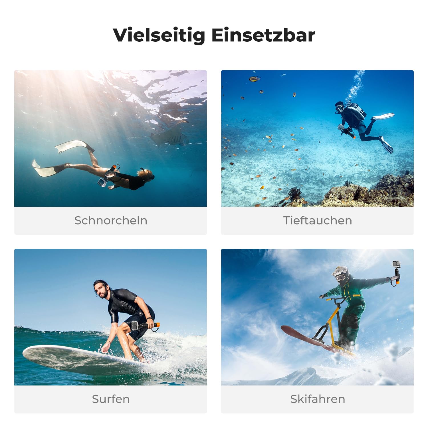 K&F CONCEPT 60 M/196 FT Wasserdichtes Gehäuse mit Schwimmendem Griff für DJI Osmo Action 6, Unterwassergehäuse mit Blitzschuhhalterung, Antibeschlagfolie Wasserresistente Tauchen Schutzhülle