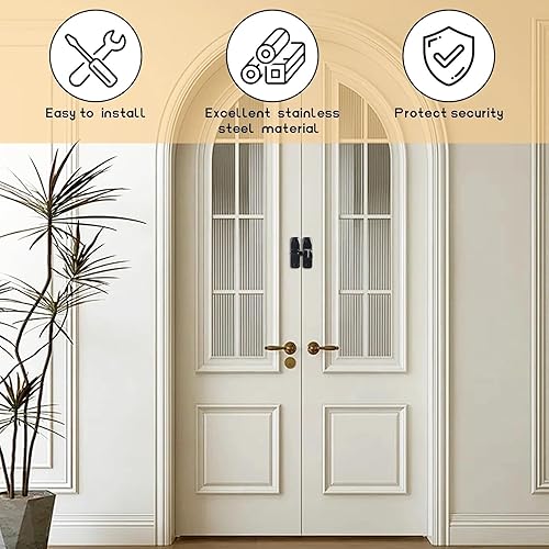 Miniatura 7 de STARVAST Cerradura de puerta de granero de 90180 grados, 4 pestillos de puerta abatibles de alta resistencia, pestillos de puerta corredera de