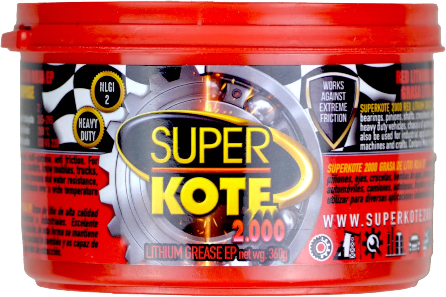 Multi-Purpose Lubricant Grease Lithium, Lubricant, EP, High Temperature, Industry, Construction, Automotive, Red Grease - 1 lb