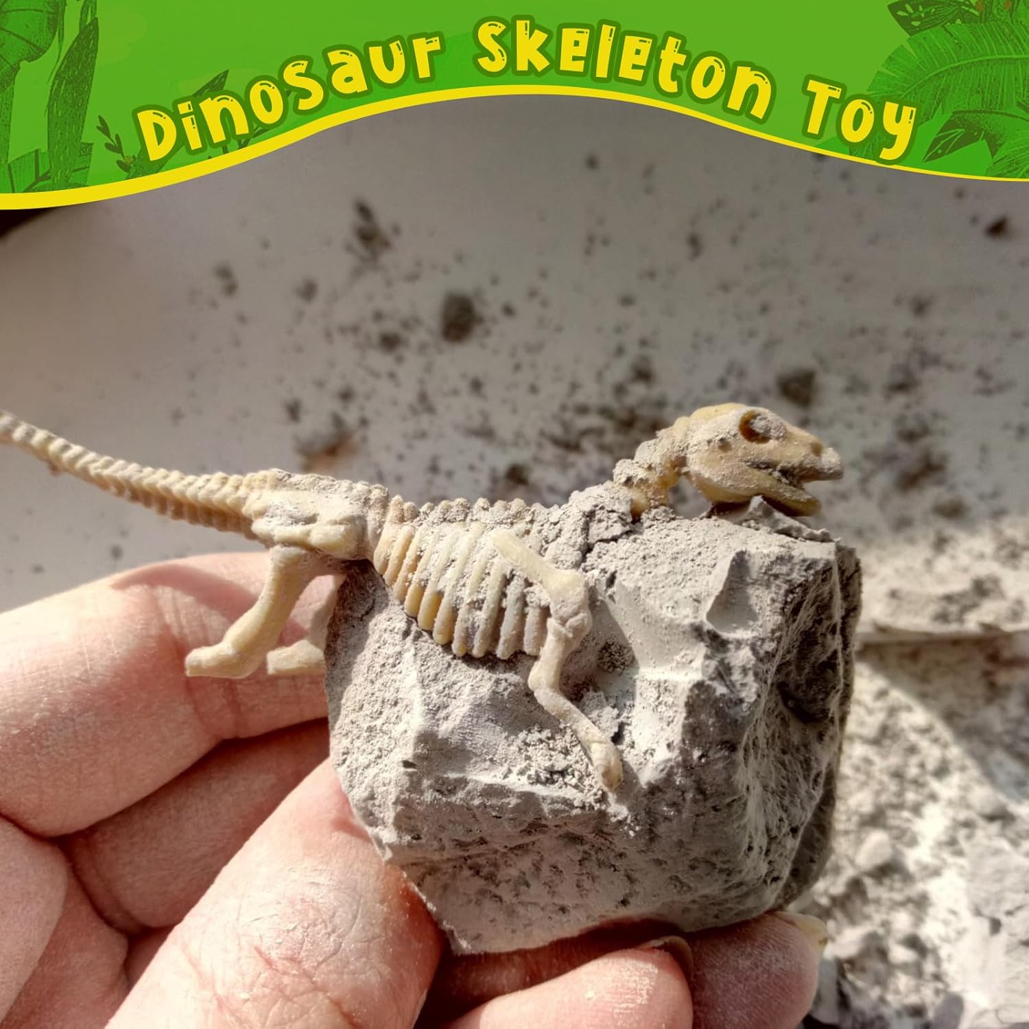 HFKPJRT 65 Pcs Dinosaur Bones for Sandbox, Mini Dinosaurs Bones for Kids, Mini Dinosaur Skeleton Figures for Science Play, Dino Fossil Toys for Dino Sand Dig, Party Favor, Cake Topper Decoration