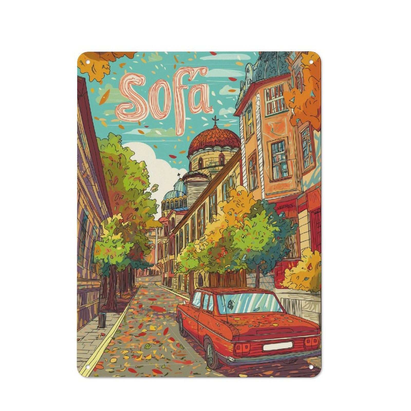 Junmoney Sofia Autumn Charm Classic Decorative Tin Plaque 40X30cm Featuring Novelty Wall Art For Home, Shop, Pub Or Studio Wall