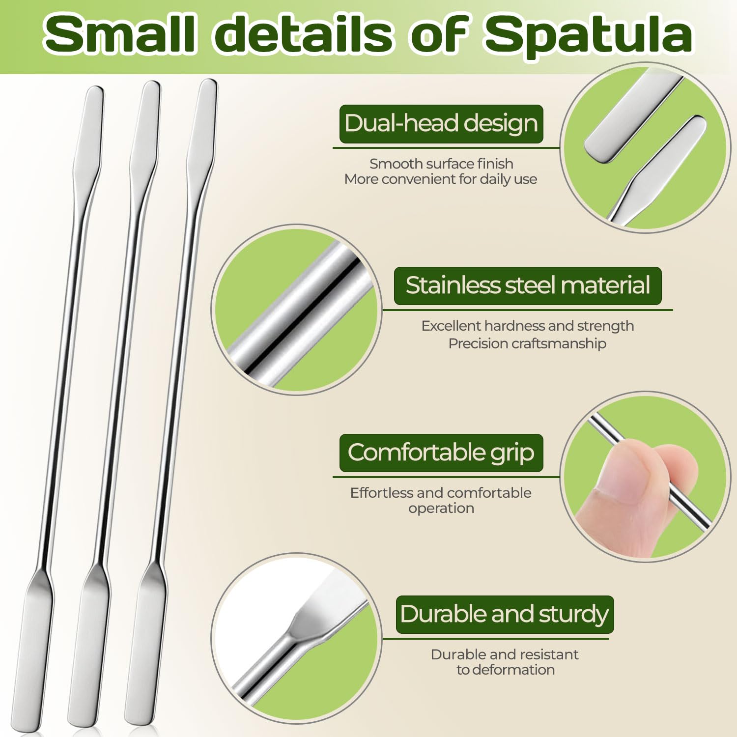6PCS Lab Spatula Stainless Steel Small Metal Spatula Double Ended Micro Spatula Square/Round End Spatula Makeup Spatula Tool for Mixing Cosmetics (6 Pcs) — Amazon image 3