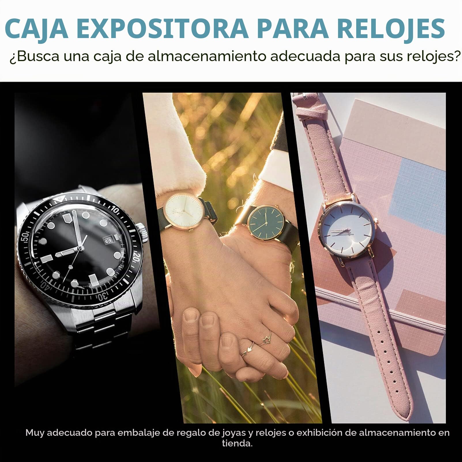 Hemobllo Reloj caja organizador bandeja de reloj de madera caja de almacenamiento soporte escaparate relojes titular organizador joyas cajón caja de reloj