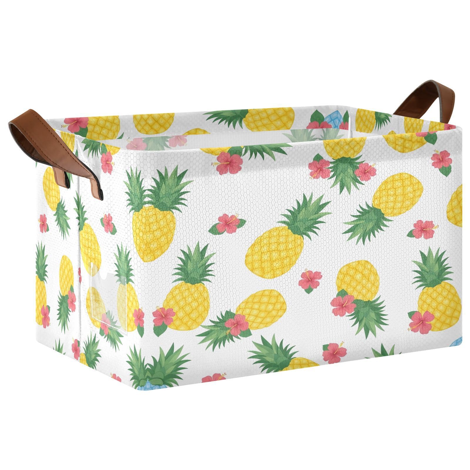 Cgiub Pineapple Storage Basket Waterproof Foldable Storage Bin Baby Laundry Basket Closet Organiser for Nursery Decor Home Organizing
