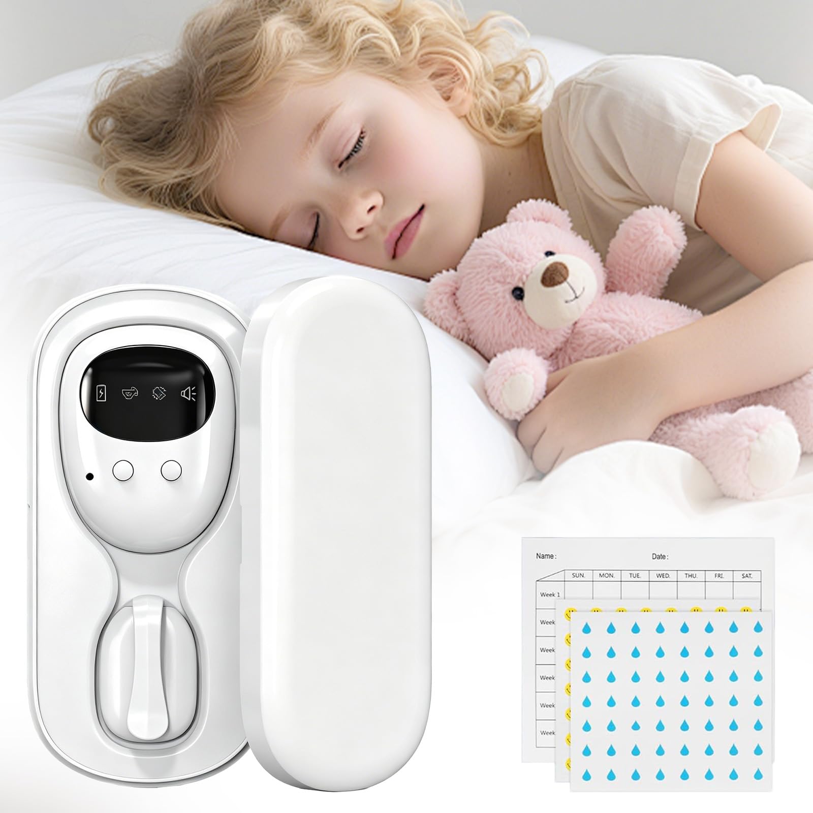 Xivicii Wireless Bedwetting Alarm – USB-C Rechargeable Pee Alarm with Loud Sound & 3 Vibration Mode