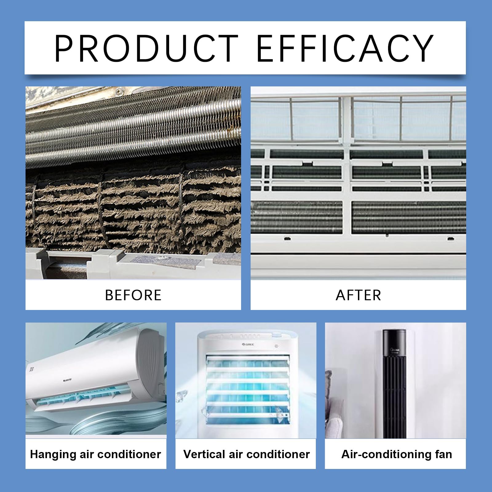 No Washing AC Foaming Coil Cleaner Sprays - Air Cleaner Für Haus & Auto AC, Effektive Multifunktions-Ventilator-Sprays, Schäumende Klimaanlage Reinigungsspray, Keine Spülung Tiefenreinigung (5PCS)