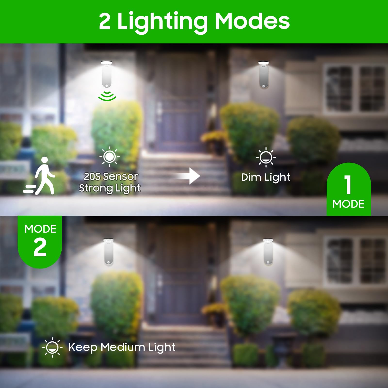 HALHSAP Solar Outdoor Lights with Motion Sensor, 2 Pack Foldable, 2 Modes Waterproof for Garage Garden Patio Yard, 6000K Cold White