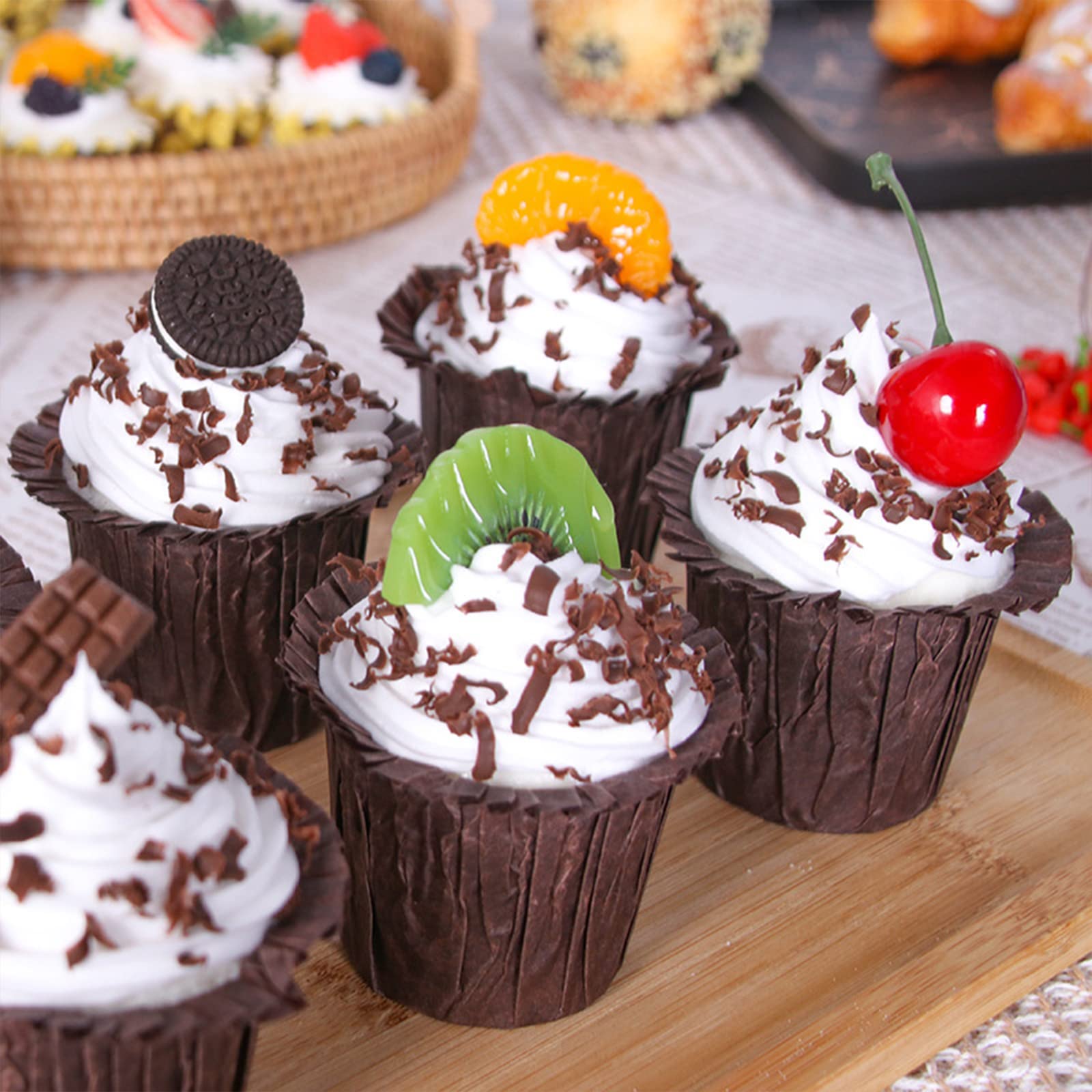 6 stuks kunstmatige simulatie nep cake cupcakes model, 7,6 cm nep taart