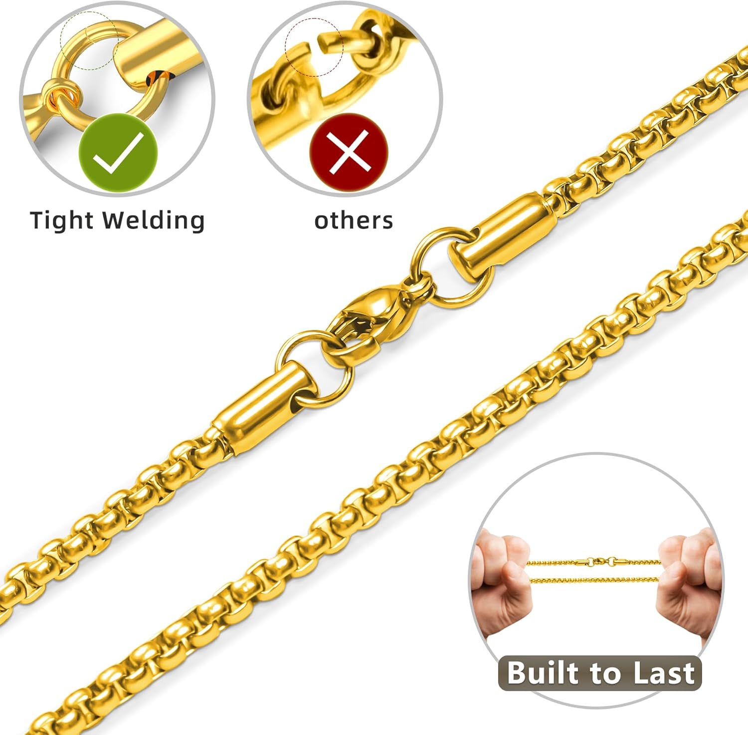 Romass 2 Pcs Cross Necklace for Men Boys,Stainless Steel Pendant Silver Black Gold Crosses Chain Jewelry Gifts Box 16-30 inches - Image 4