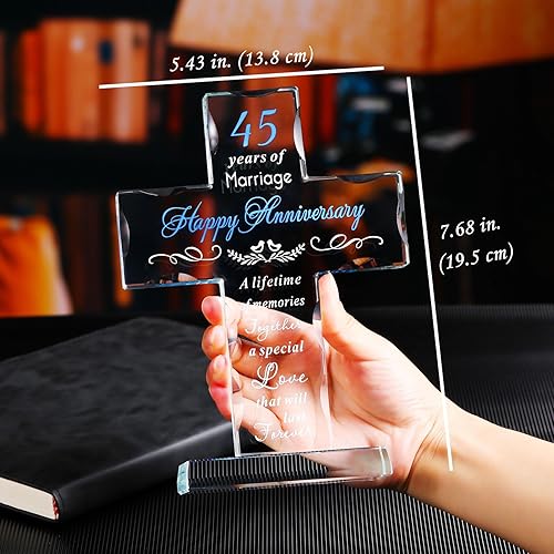 Miniatura 4 de YWHL Regalo de Cruz de Cristal del 45 Aniversario para Padres, Regalos Románticos del 45 Aniversario de Boda para Esposa y Esposo, Regalos para