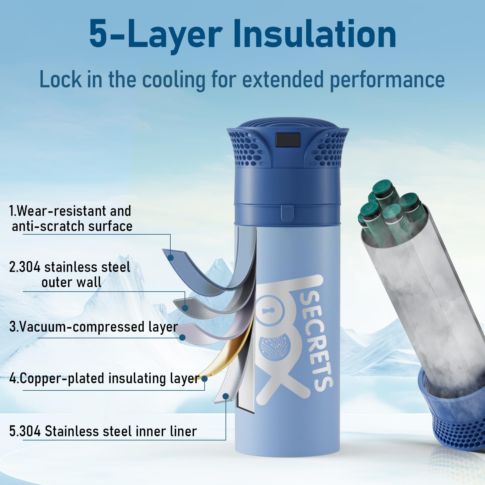 Frigo per Insulina da Viaggio, ad alta Capacità 8-9 penne, 2-8℃ USB Frigorifero per Medicinali Portatile, Borse per Insulina con 4 ghiaccio biogel, blu
