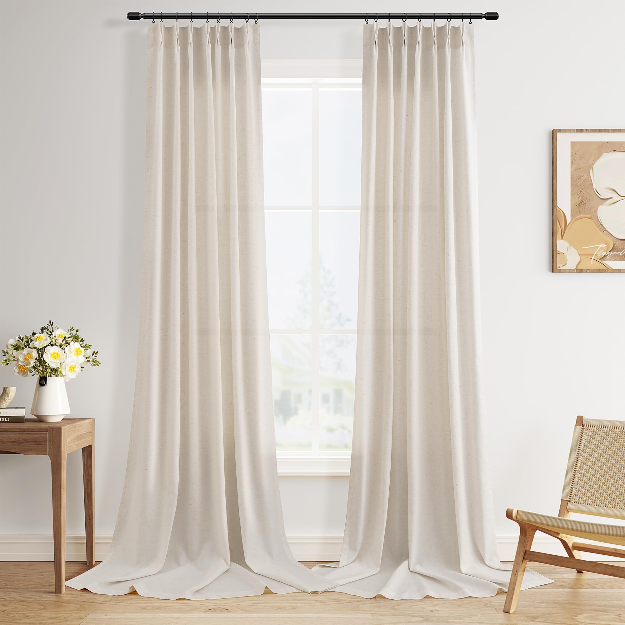 Linen Pinch Pleat Curtains - Soft Light & Privacy -15