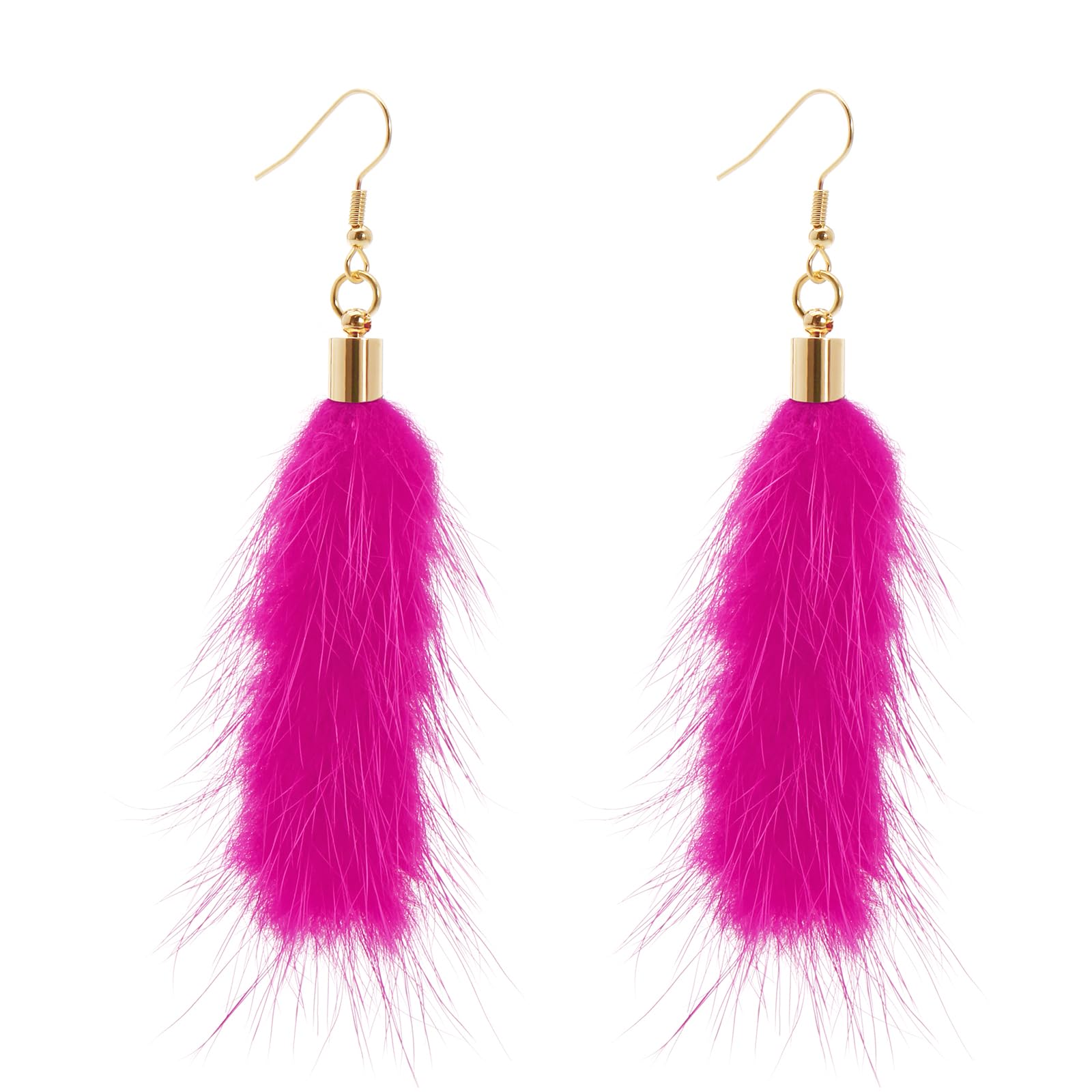 FirstmeetFaux Fur Mink Hair Drop Dangle Earrings Stylish Earrings for Women