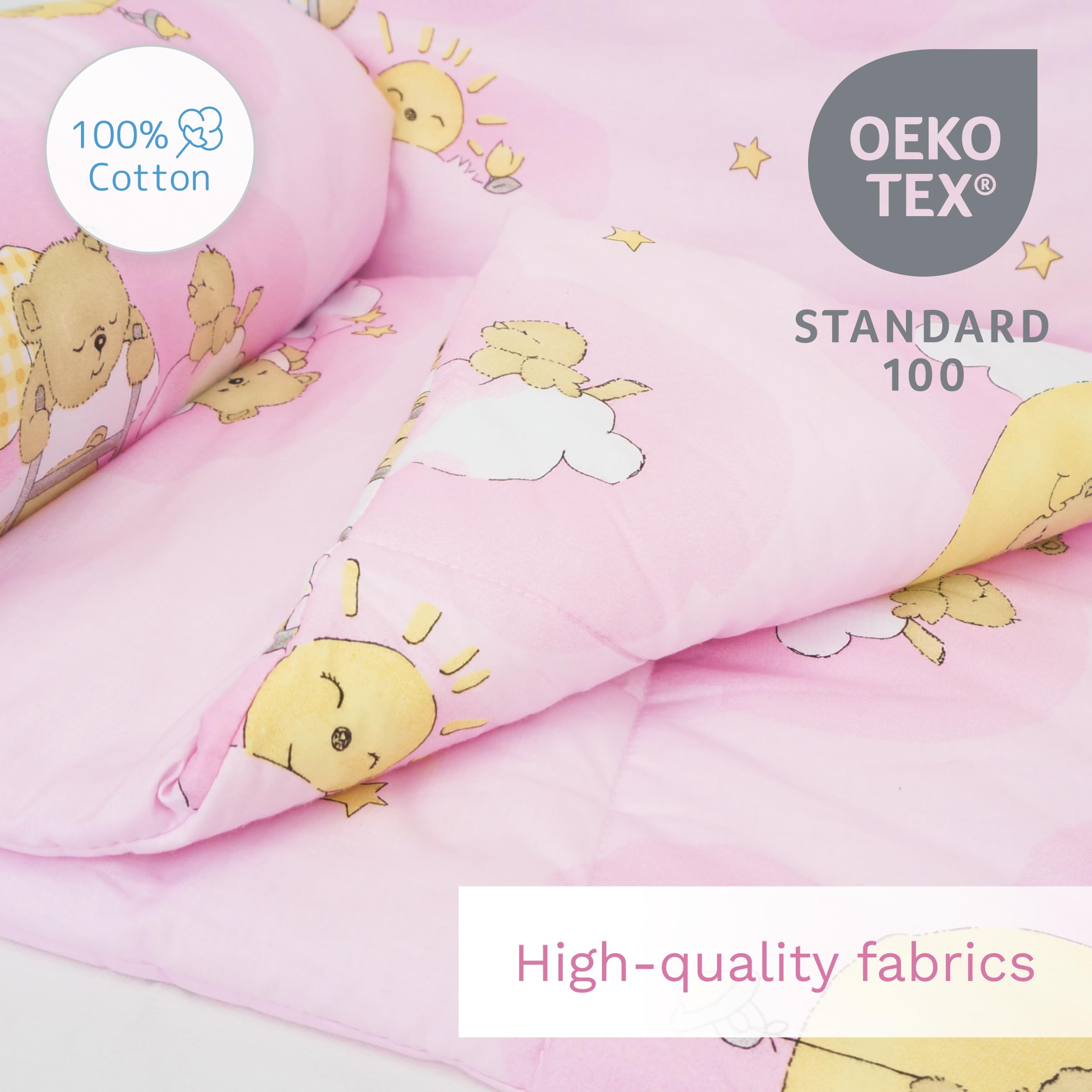 Baby Comfort Parure de Lit Couette 70x80 cm et Oreiller 30x35 cm pour Berceau - Motif 5 (12 Mois+)