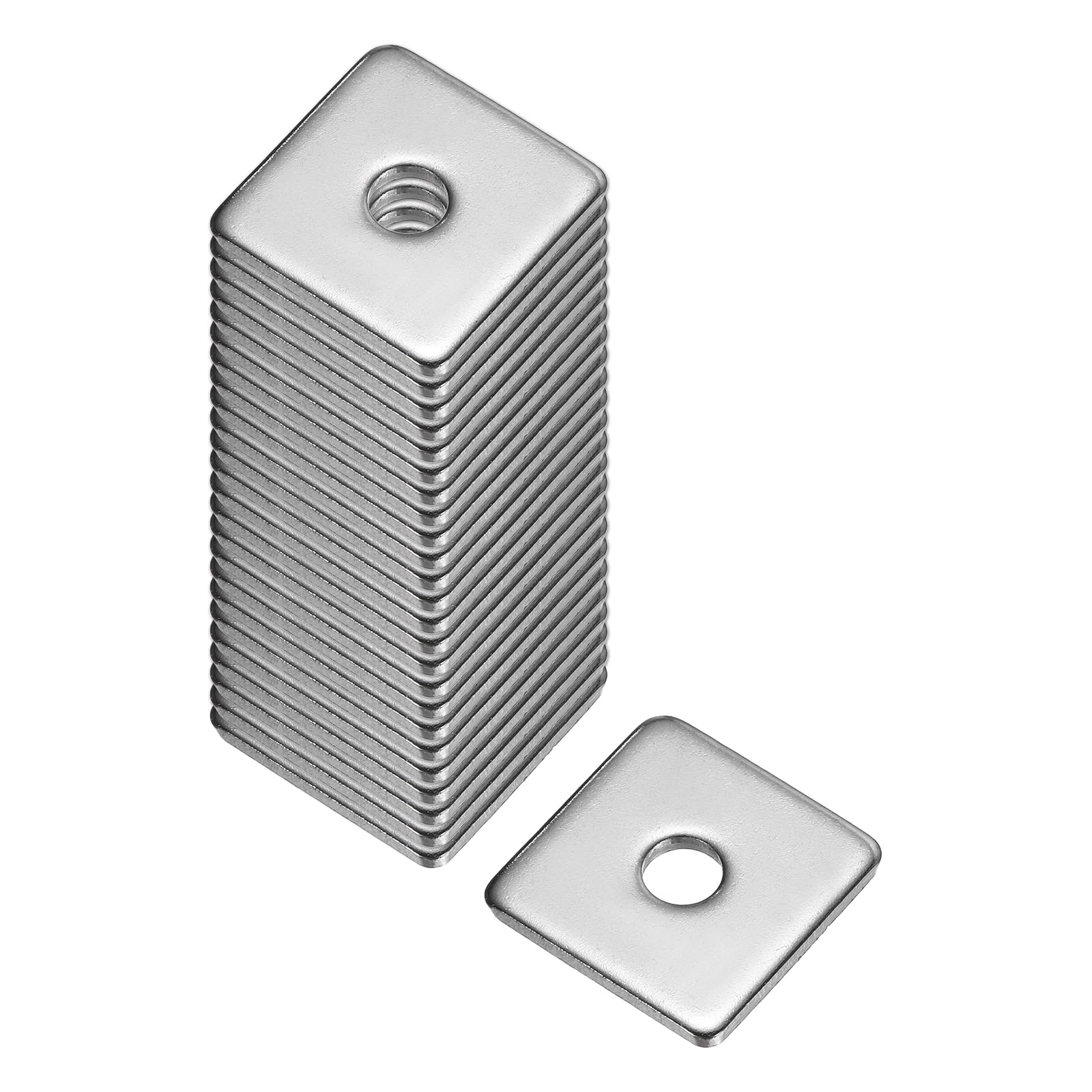 sourcing map Square Washer, 25Pcs M5x20x20x2mm 304 Stainless Steel Square Plate Washers Flat Pad Spacer Gasket for Hardware Fastener