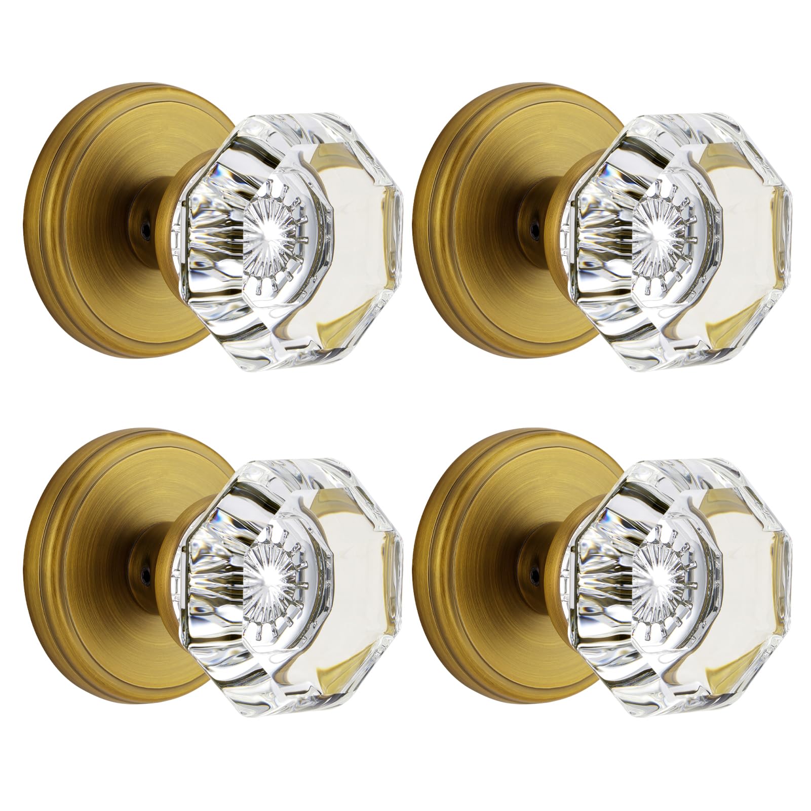 Vintage Brass Glass Door Knobs - Lock Included -21
