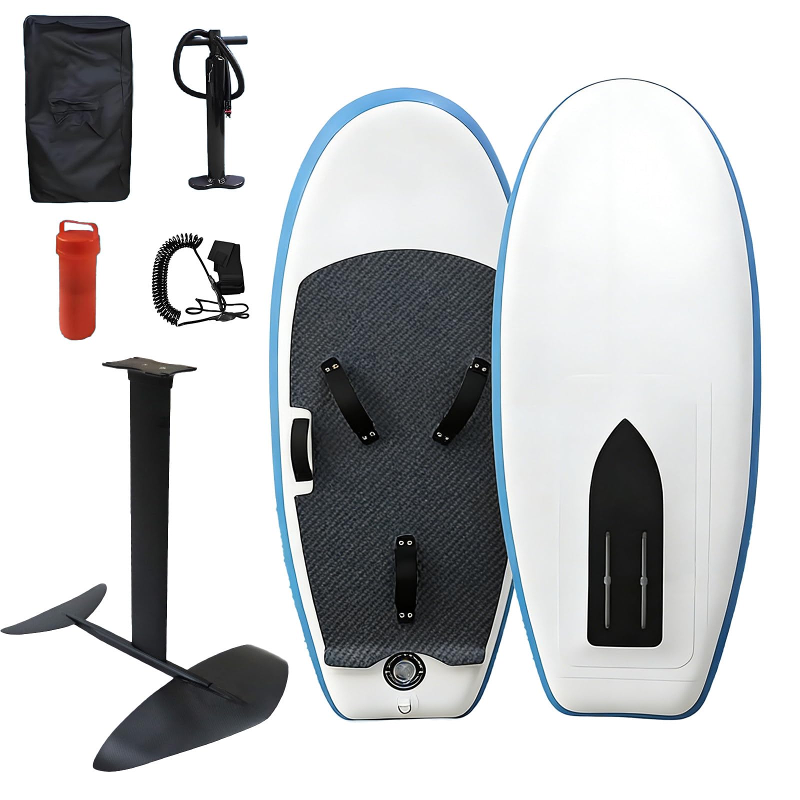 Inflatable Hydrofoil Surfboard with Pump & Backpack, Pump Foil Board, 160x70cm, Construction Includes Foil and Traction Rope for Smooth Foiling Surfing