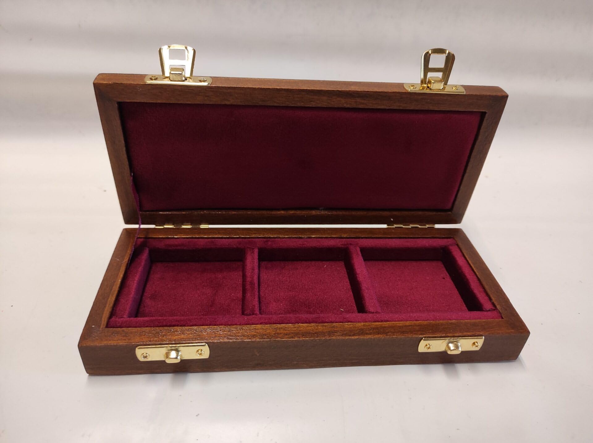 Caja para Monedas y medallas de Madera Hecha a Mano, 3 Compartimentos 50x50 mm, Interior de Terciopelo Personalizable, numismática