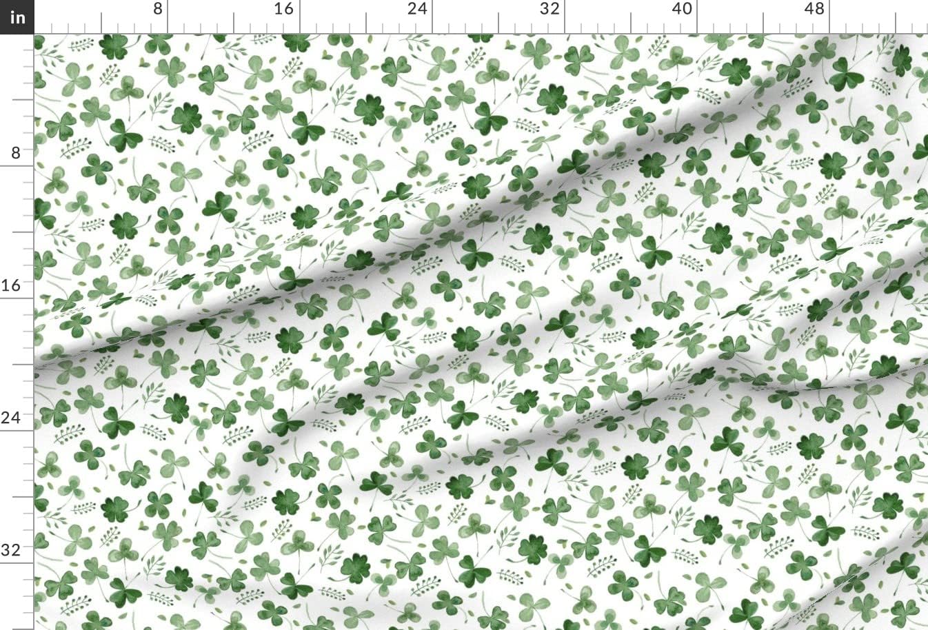 Spoonflower Fabric - Watercolor Shamrocks Shamrock Clover Green Patricks Day Irish Printed on Upholstery Velvet Fabric Fat Quarter - Upholstery Home Decor Bottomweight Apparel