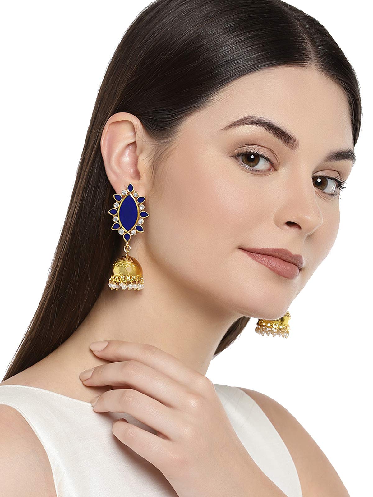 Enamelled Jhumki Earring for Women-ZPFK7600