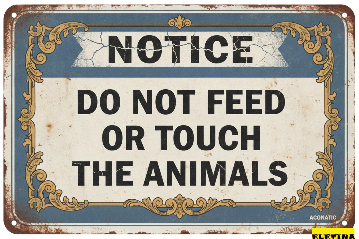 Personalized Sign for Man Cave Notice Safety,warning S, "do Not Feed Or Touch The Animals" 16"x12" Aluminum Metal Private Property Decorative