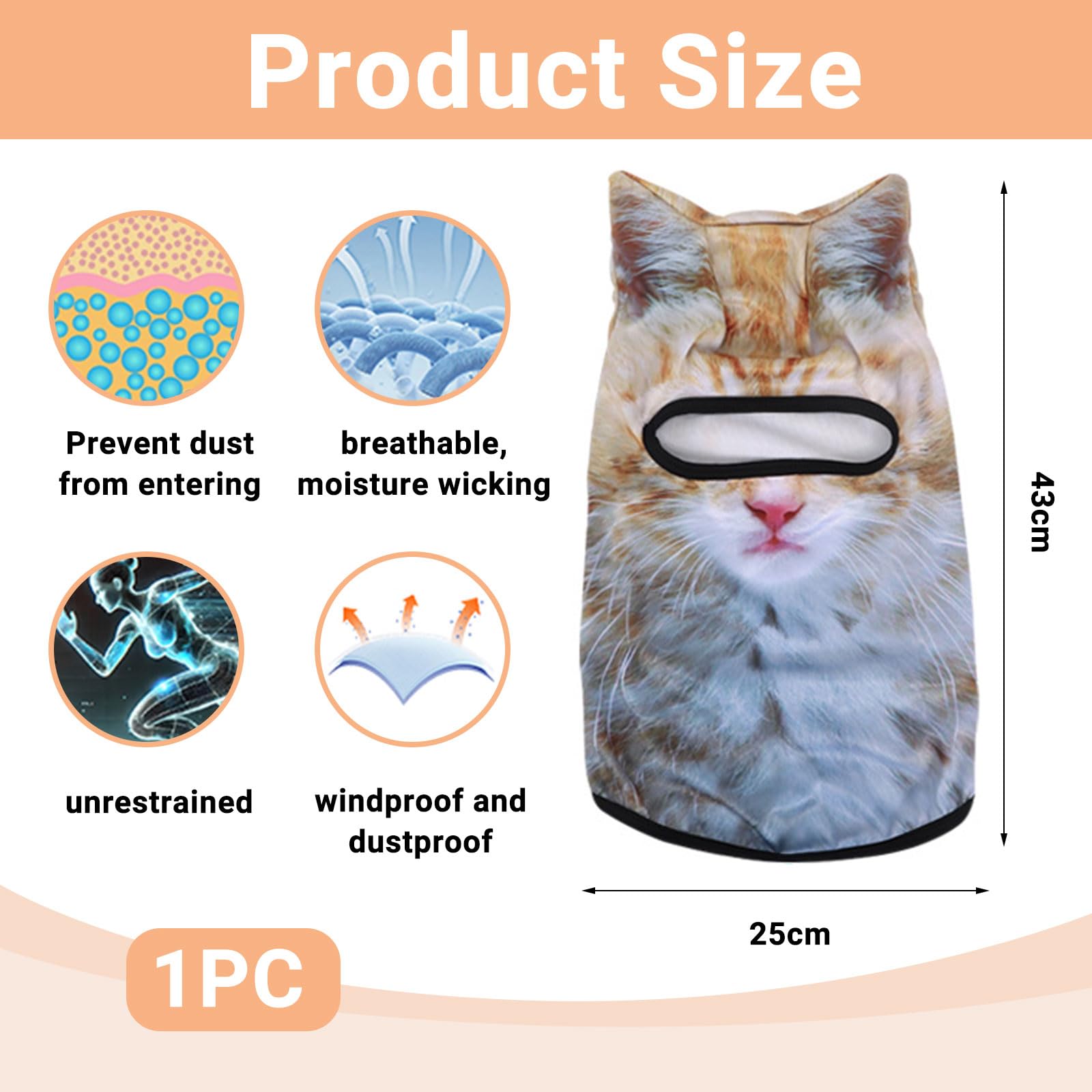 BelleVive 3D Cat Balaclava with Ears, Animal Face Mask, Balaclava