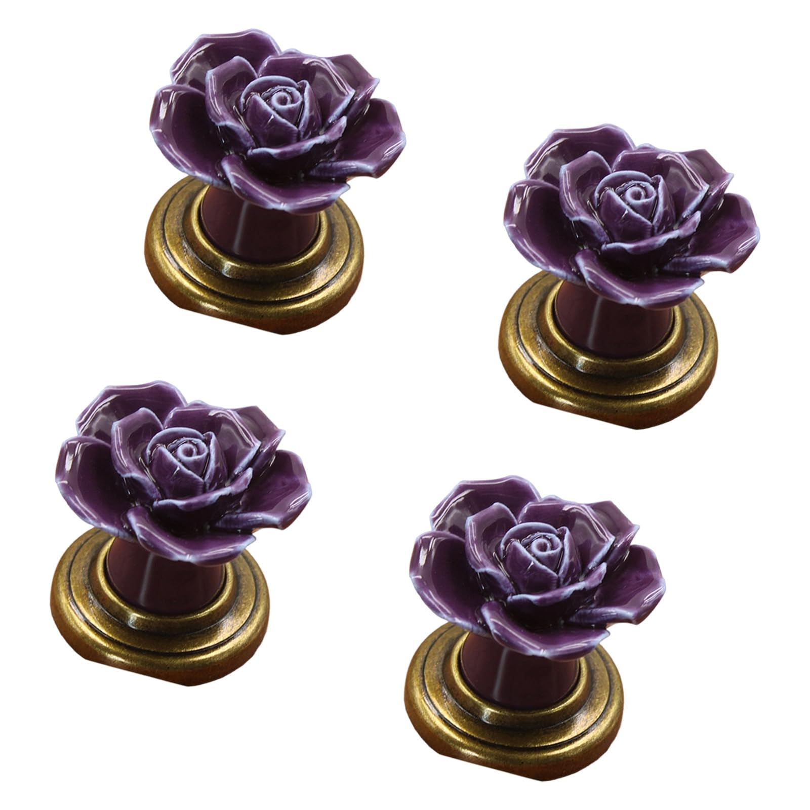 4Pieces Sturdy Ceramics Flower Shaped Drawer Knobs Zines Alloy Hardware Easy Installation for Cabinets Furniture Furniture Handles
