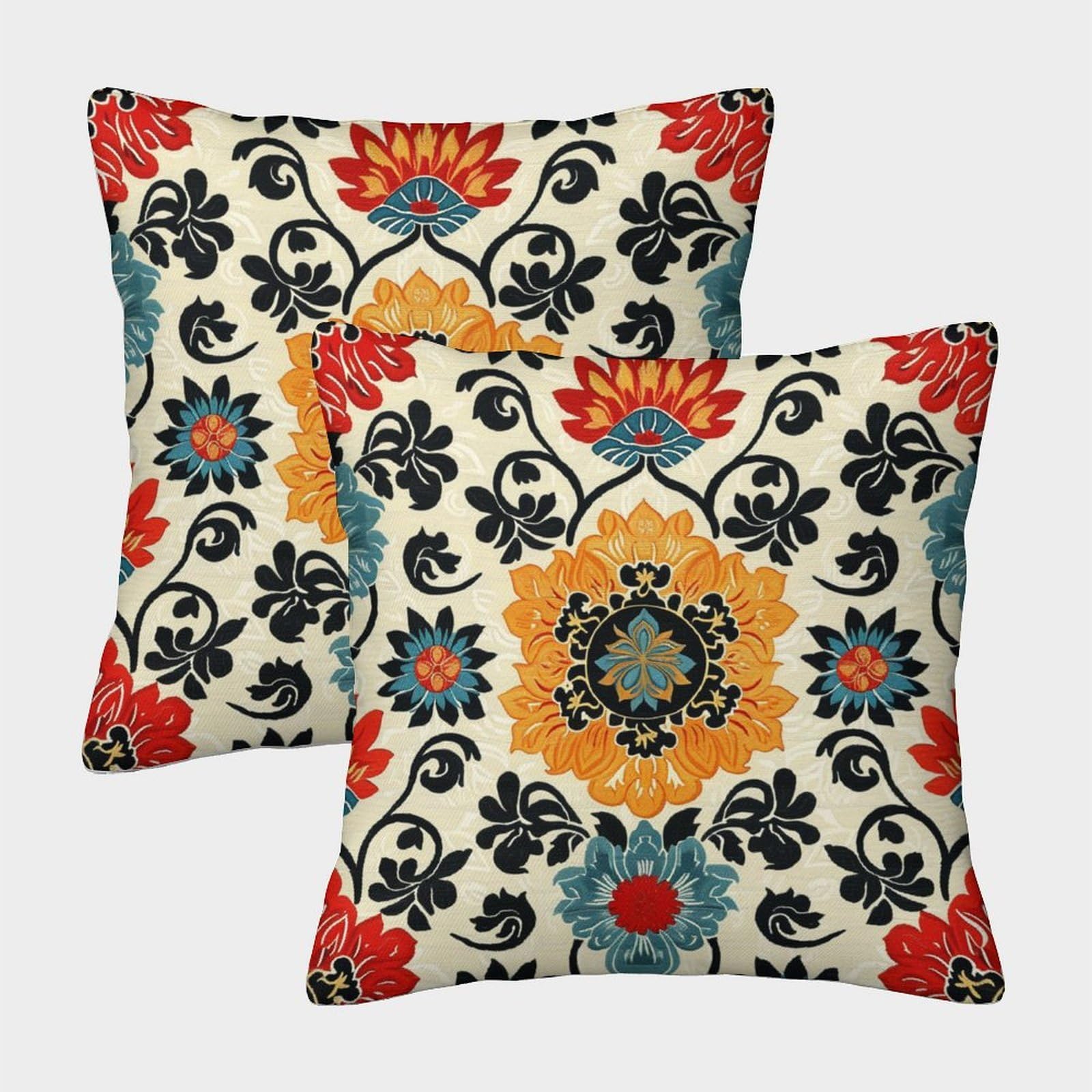 kaiyun 2 Pack Flowers, Seamless Pattern 3D Cushion Cover Pillow Cover Sofa Outdoor Decoration Square 45x45cm
