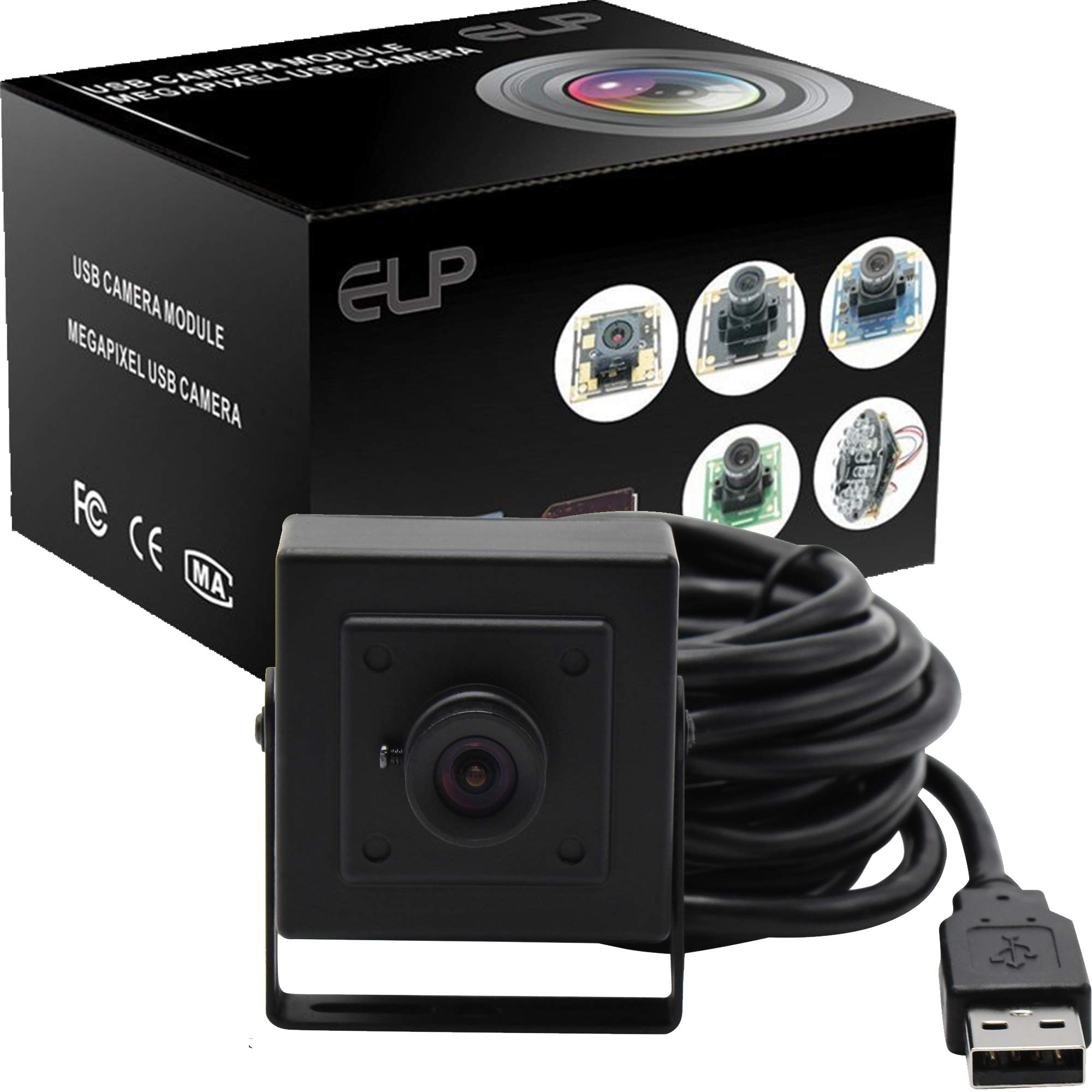 ELP OTG Cámara web de gran ángulo 5MP Aptina MI5100 CMOS 100 grados sin distorsión lente USB cámara para conferencias web/negocios/robot visión USB500W05G-BL100