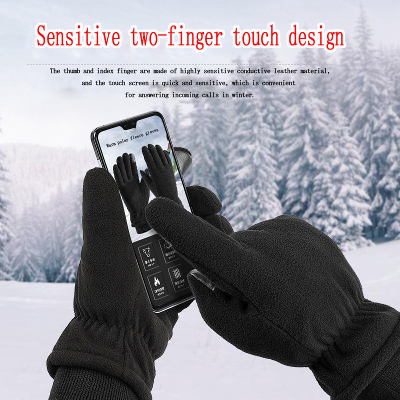 Guanti Antivento, Guanti Invernali in Cotone per Uomo e Donna, Touch Screen Caldo e Flessibile per Equitazione, Alpinismo, Sport all'Aria Aperta