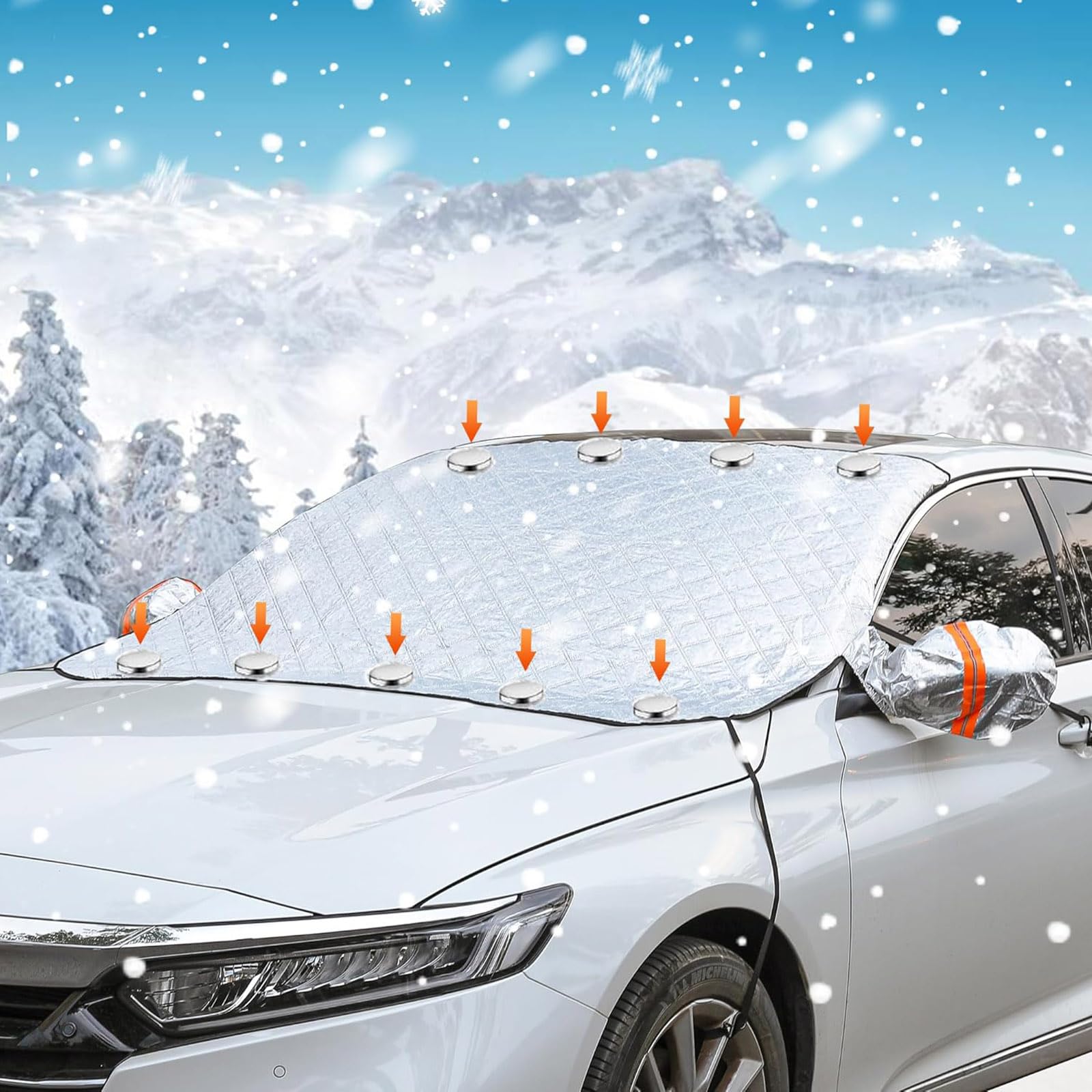 Auto Voorruit Hoes Voor Nissan Juke 2020-2023, Winter Voorruit Ijsbescherming Vorstbescherming Magnetische Ijs Sneeuwbescherming Met Zijspiegel Hoes Accessoires