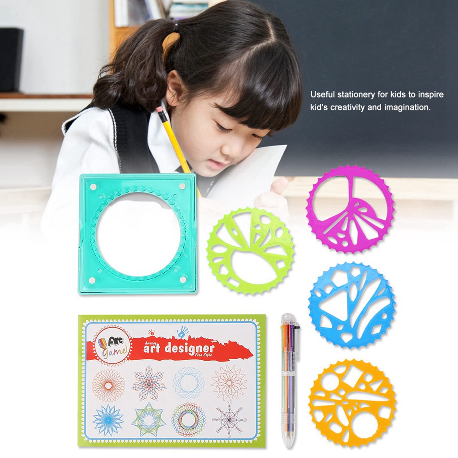 Ensemble de jouets de dessin spirographe clair, 12 pièces, bricolage, Design créatif, dessin géométrique, engrenages imbriqués, roues règle, jouet artisanal d'art pour enfants 21 Ensemble de jouets de dessin spirographe clair, 12 pièces, bricolage, Design créatif, dessin géométrique, engrenages imbriqués, roues règle, jouet artisanal d'art pour enfants 21