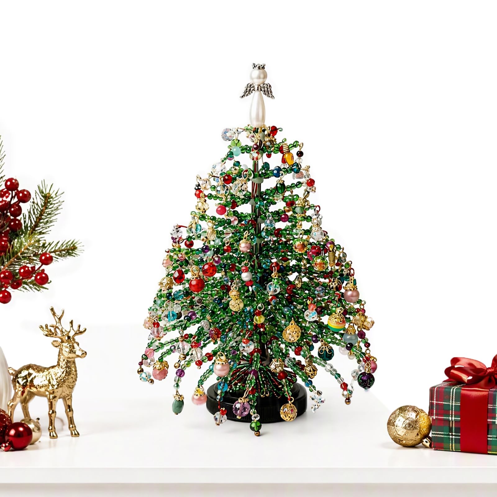 DIY Bead Christmas Tree Kit with LED String Lights Holiday Handmade Project