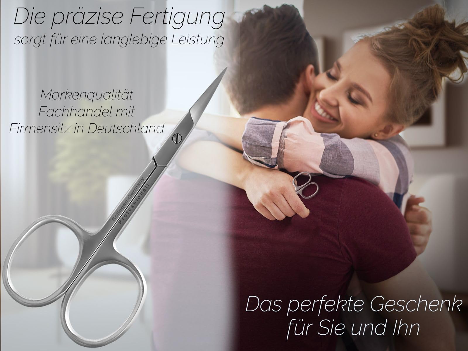 Nagelhautschere Hautschere aus Solingen Extra Scharf mit feiner gebogener Schnittfläche Nagelhaut Schere Edelstahl Rostfrei Made in Germany zum präzisen kürzen schneiden von Nagelhautresten 9,0 cm