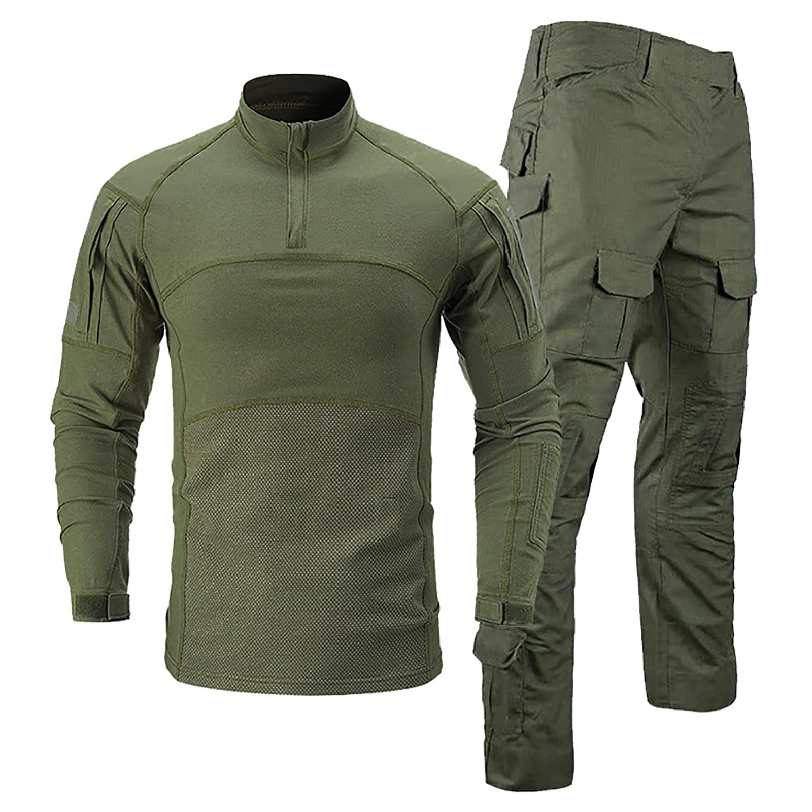Kinroco Men's Green Tactical Camouflage Suit Combat Shirt Trousers Military T-Shirt Paintball Clothing Uniform For Airsoft Paintball Hunting(Size:m,Color:green)