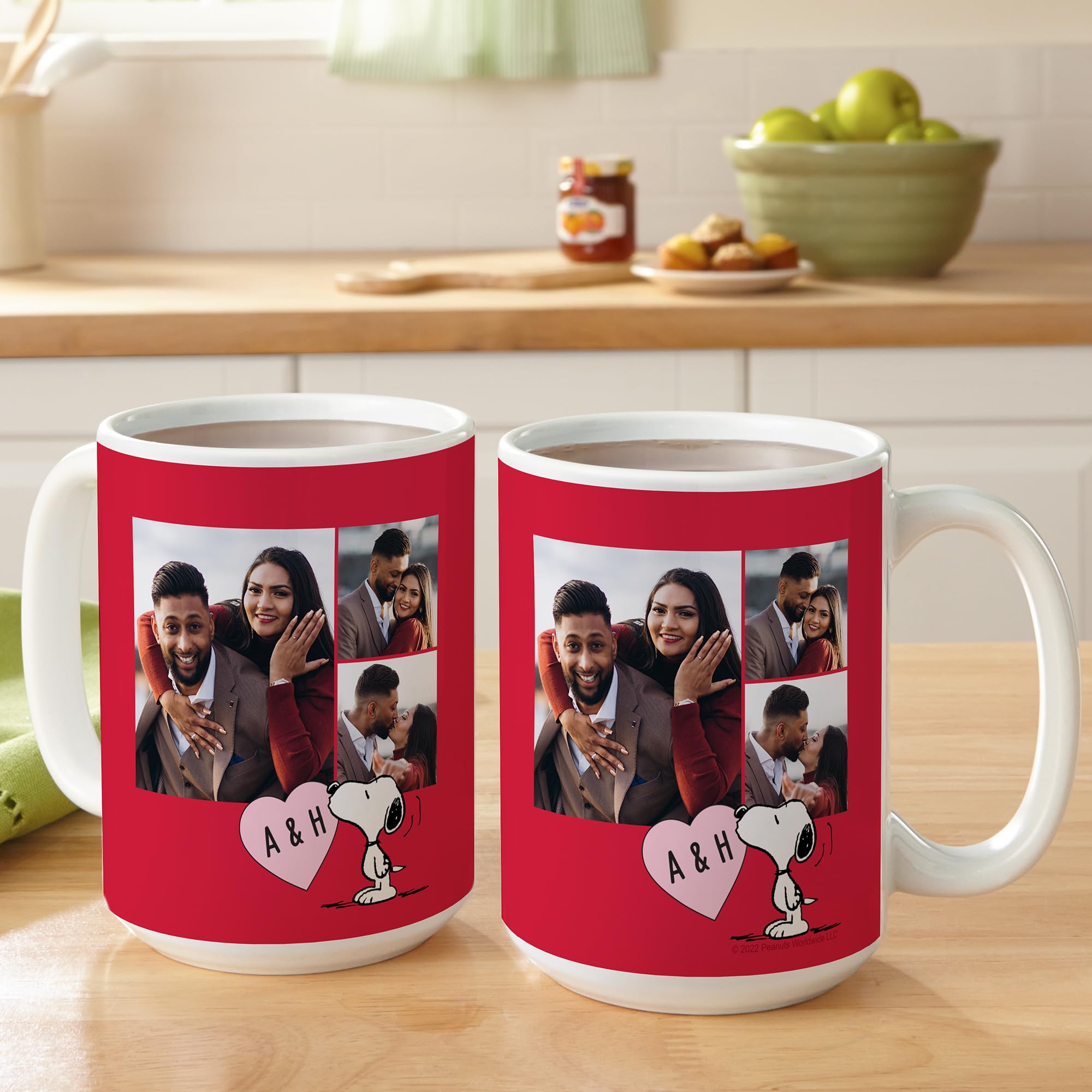 Let's Make Memories Official PEANUTS Personalized Photo Mug - Custom Coffee Mug - Valentines Day - Galentines Day - For Boyfriend Girlfriend Him Her -15 oz - White
