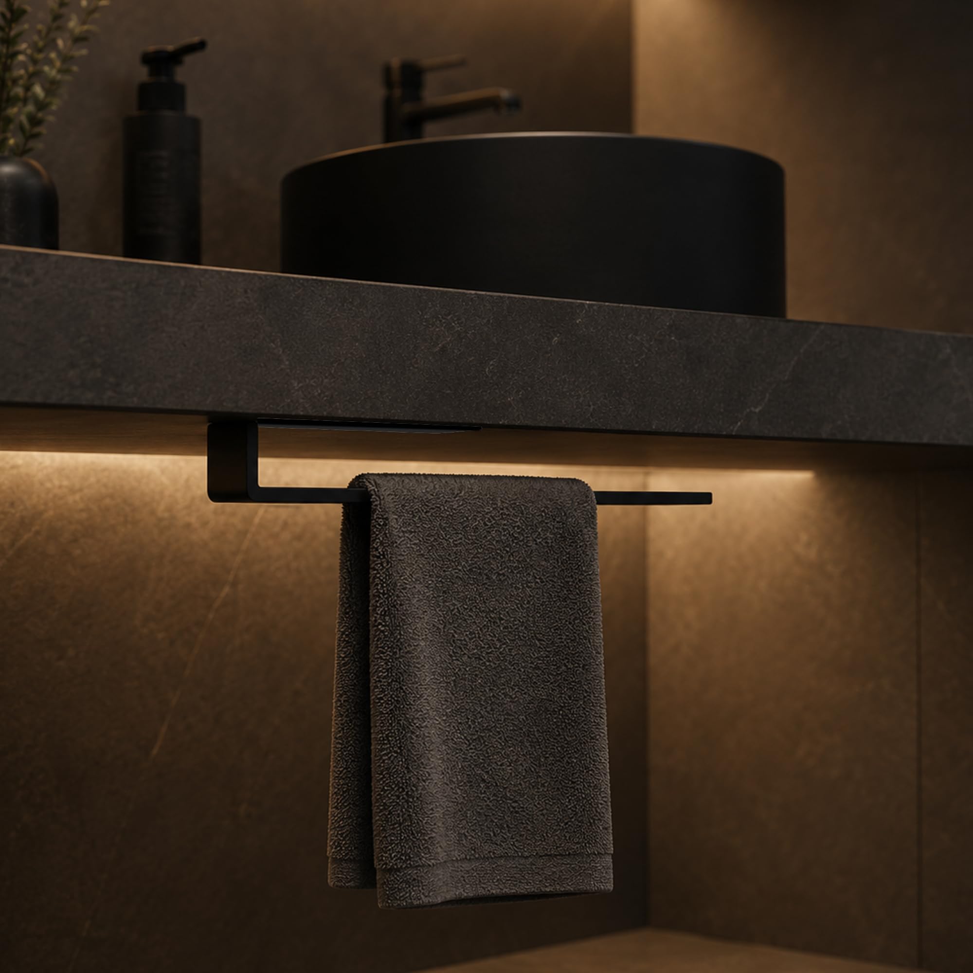 ACHRO-Self Adhesive Black Napkin Holder, Black Coated Stainless Steel Napkin Towel Hanger for Washbasin, Kitchen Sink, Basin, Bathrooms Towel Anti Rust Strong Sticker Towel Holder — Amazon image 3