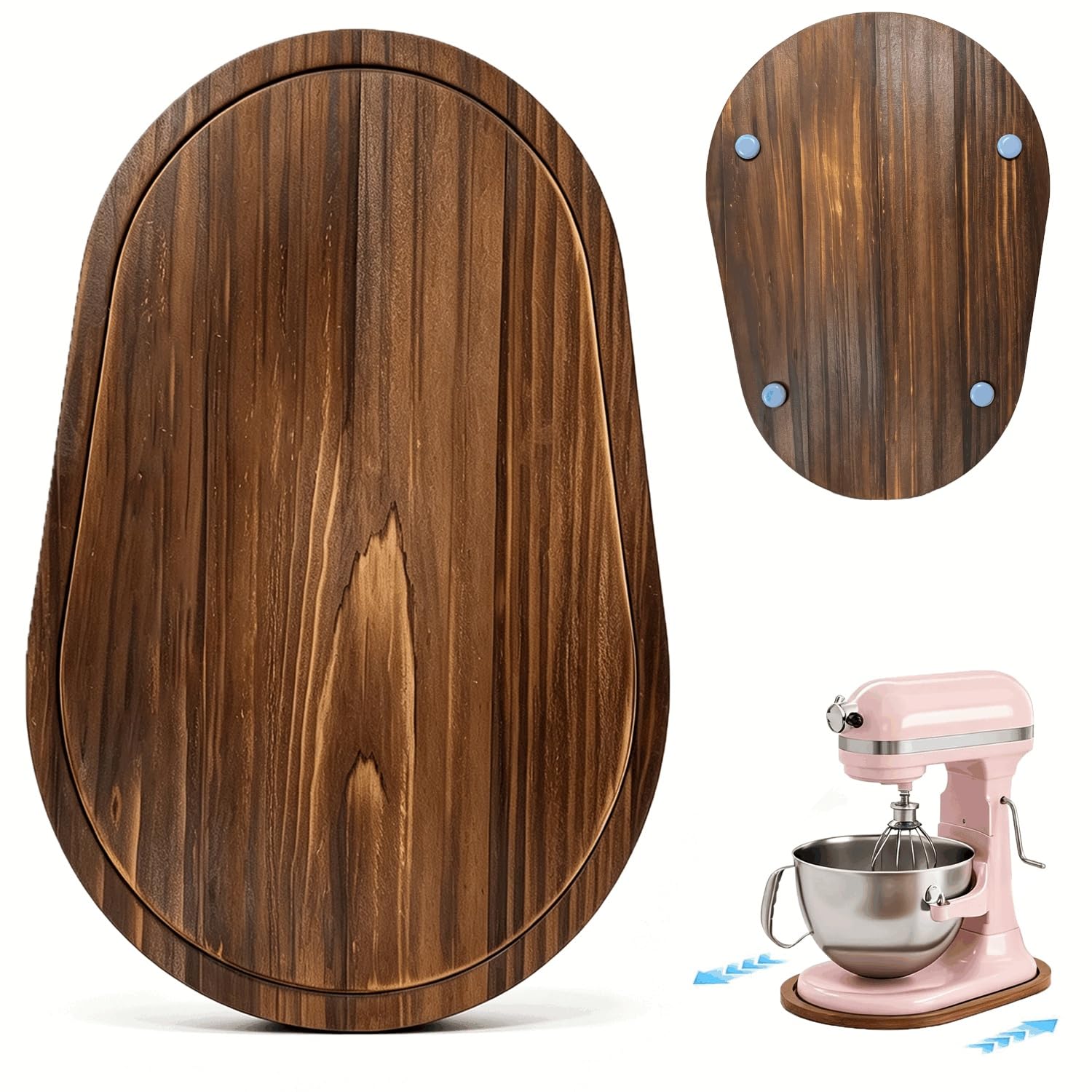 Pine Wood Mixer Slider Fits for KitchenAid 5-8 Qt Bowl Lift Stand Mixer | Appliance Sliding Mat Kitchen Aid Accessories and Attachments, Countertop Moving Tray