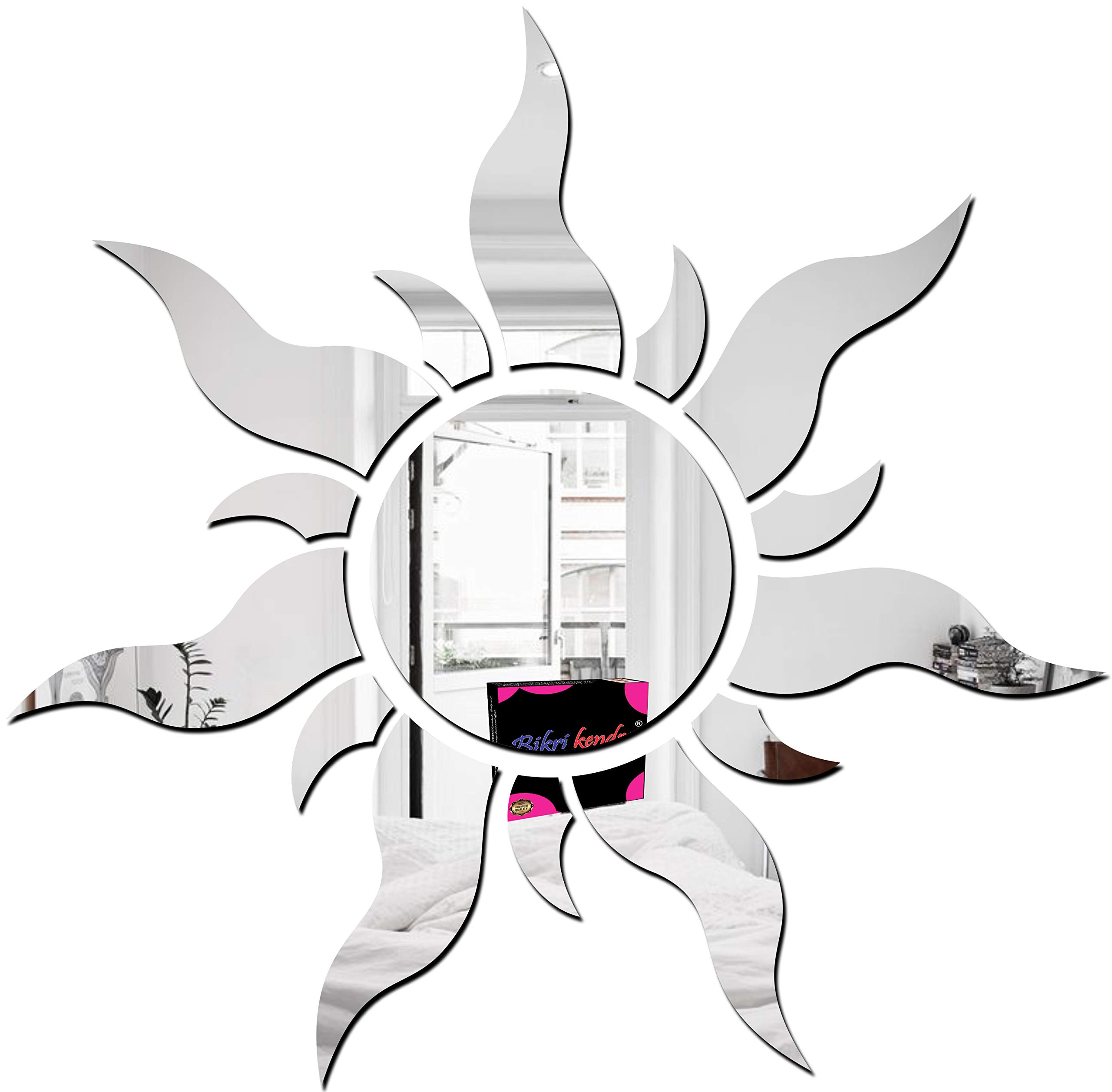 Bikri Kendra - Sun Silver (Model-4) Mirror Stickers for Wall, Acrylic Mirror Wall Decor Sticker, Acrylic Stickers, Self Adhesive Sticker Wall Stickers for Hall Room, Bedroom. (B07FCJFK1S) Amazon Price History, Amazon Price Tracker