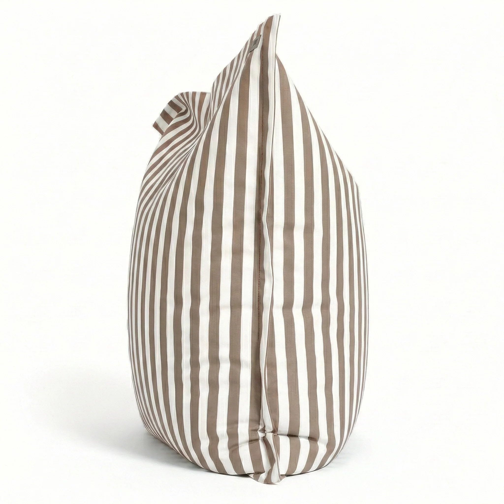 Housse pour Pouf Géant XXL 180x140cm - Rayure Beige - Anti-UV - Déhoussable - Déco Arts