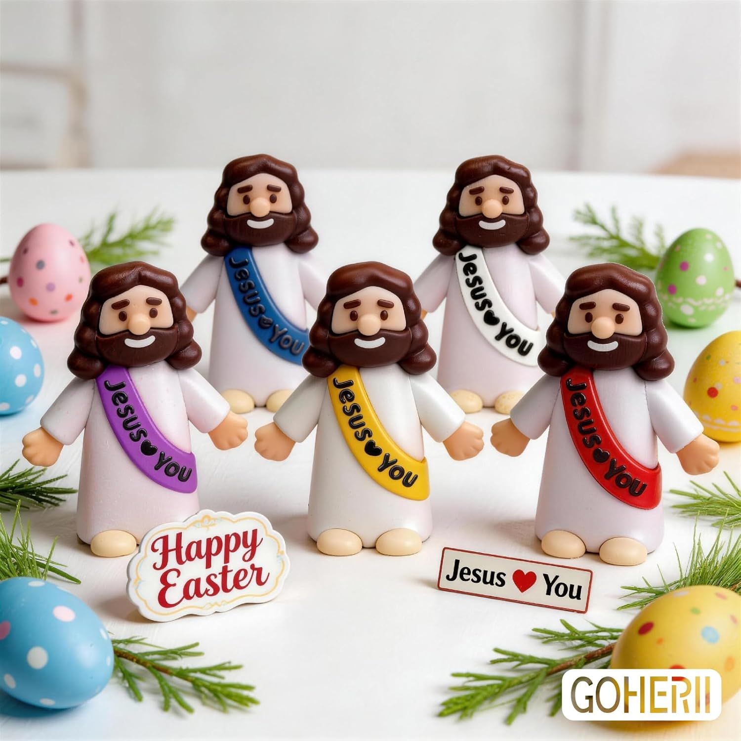 Little Jesus Figures Easter Religious Toys - 300PCS Mini Jesus Figurines in Bulk, 10 Colors Baby Jesus, Tiny Jesus Figures for Christian Party Favors Gift, Sunday School, Church Celebrations