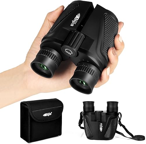 BIJIA Prismáticos compactos de 12 x 25 para adultos y niños, prismáticos pequeños de fácil enfoque con prisma BAK4, ocular grande, impermeable,