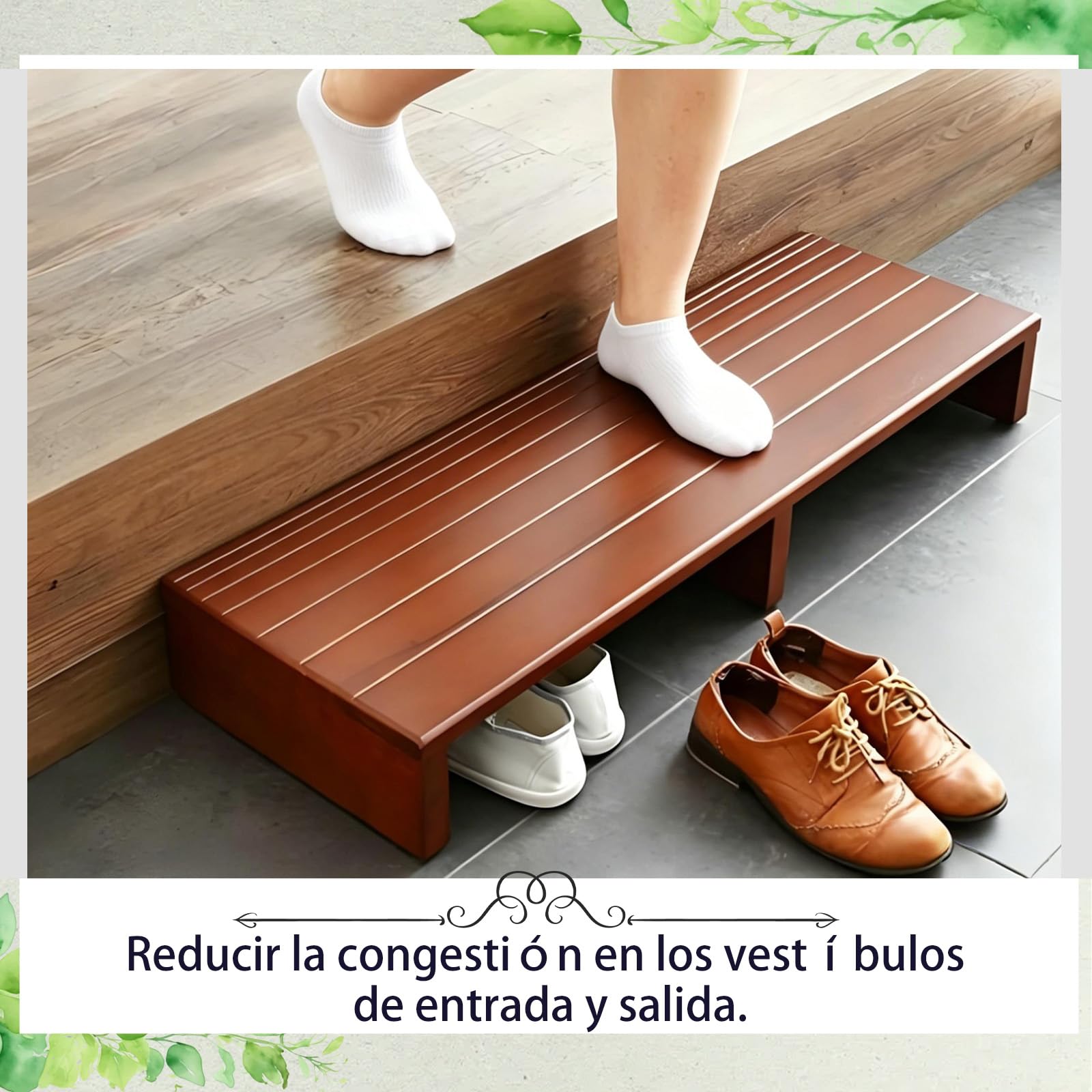 Taburete Taburete Escalonado Taburete de Madera Antideslizante para Ancianos con Capacidad,Taburete portátil para baño, Dormitorio, Puerta Estable para Escritorio, Soporte Natural Elegante