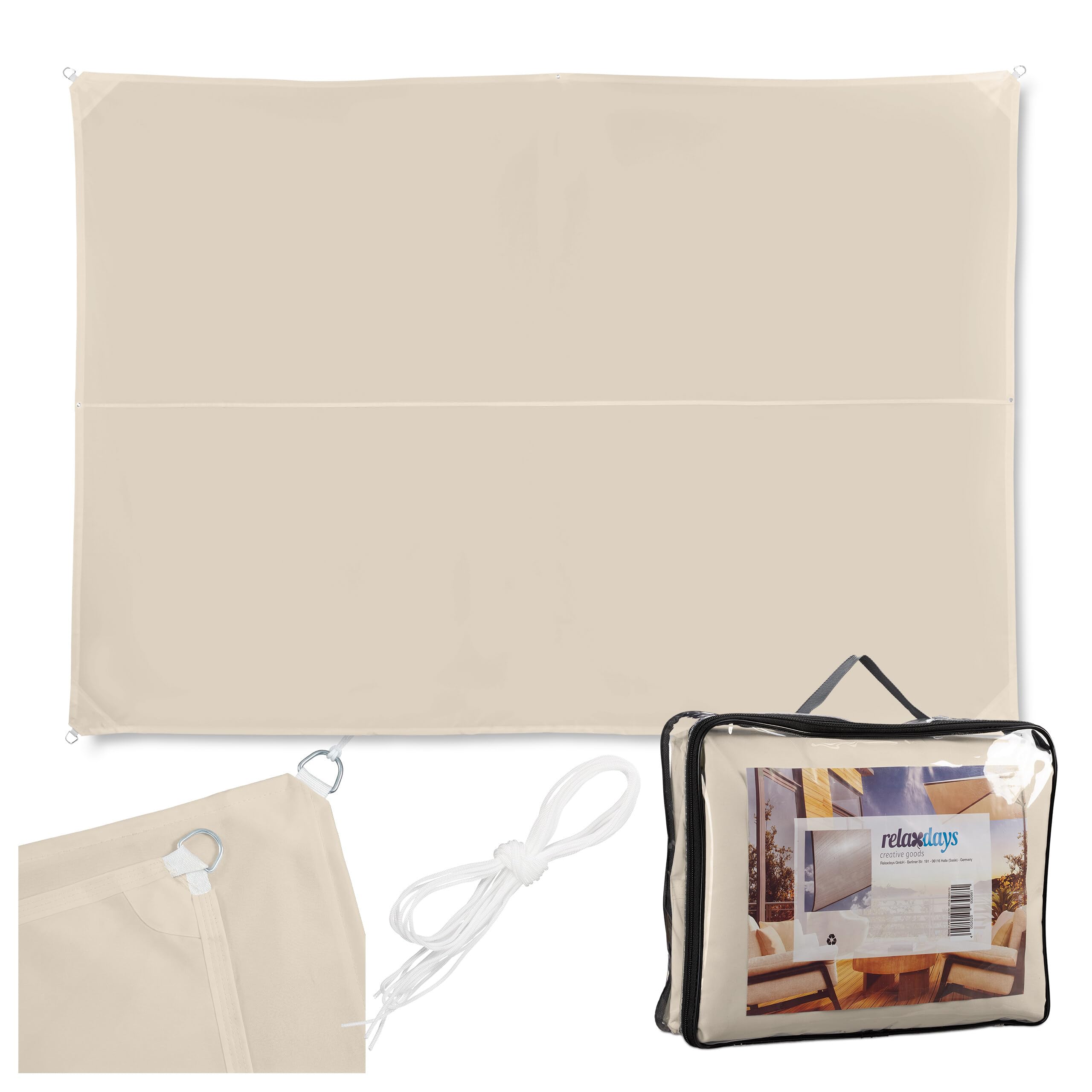 Voile d’ombrage protection soleil Relaxdays 3x4m beige imperméable jardin
