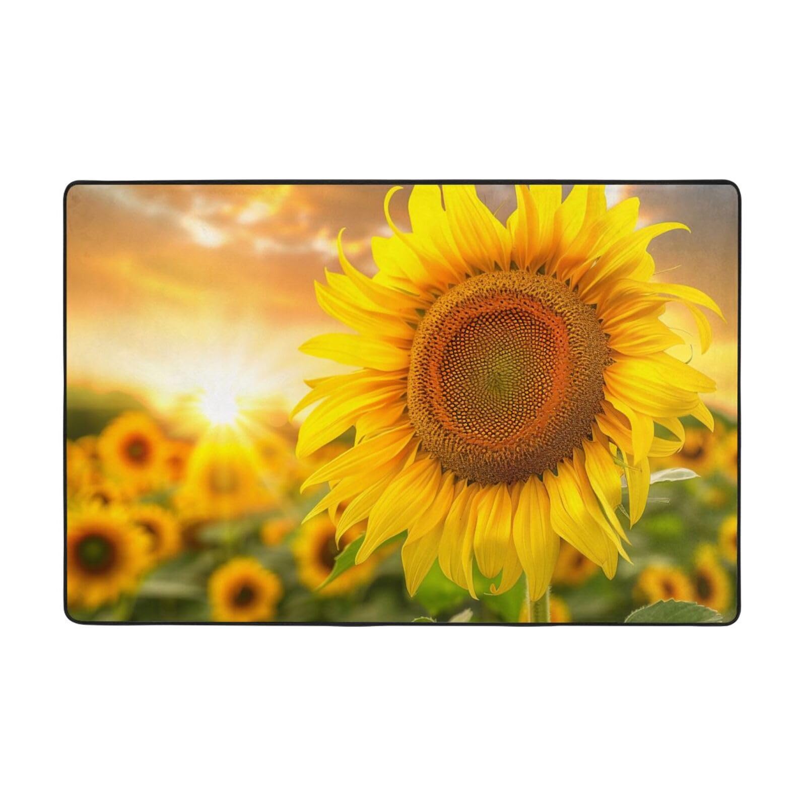 Tapis chambre à coucher lavable grand modèle 183x122 cm imprimé tournesol de Noël